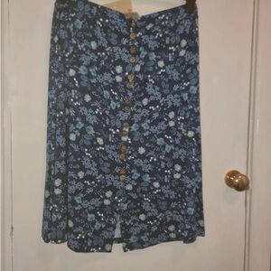 Floral Blue Button-Down Skirt